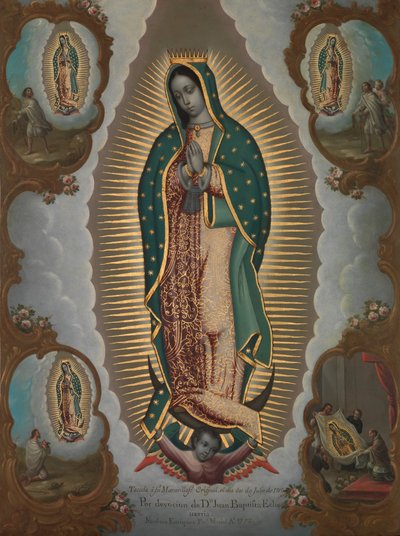 La Vergine di Guadalupe con le quattro apparizioni da Nicolás Enríquez