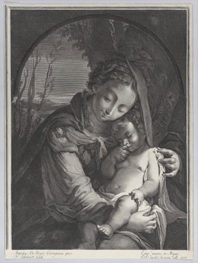 Vergine con il Bambino dormiente, 1708 da Nicolas Etienne Edelinck