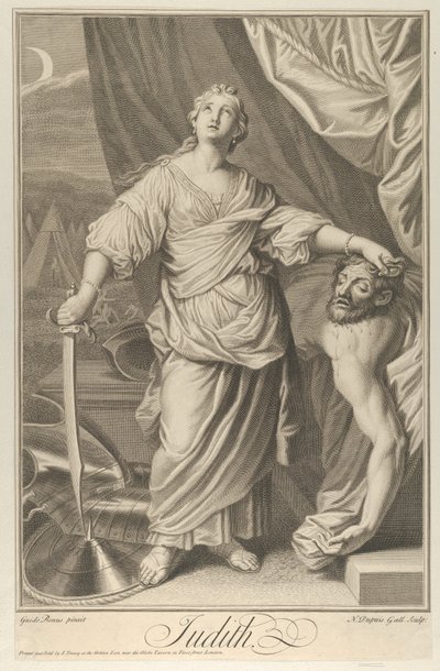 Giuditta in piedi e guardando in alto, tenendo la testa di Oloferne nella mano sinistra da Nicolas Gabriel Dupuis