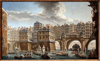 La giostra dei barcaioli, tra il ponte di Notre Dame e il Pont au Change da Nicolas and Jean Baptiste Raguenet