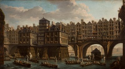 Giostra di marinai, tra il Pont Notre Dame e il Pont-Au-Change, Parigi, 1756 da Nicolas Jean Baptiste Raguenet