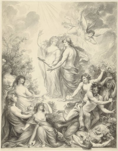 Allegoria in cui la Fede indica a un uomo la strada giusta da Nicolas Joseph Delin