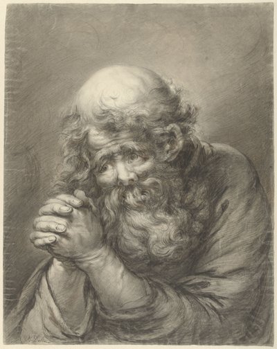 Vecchio con barba e mani giunte da Nicolas Joseph Delin