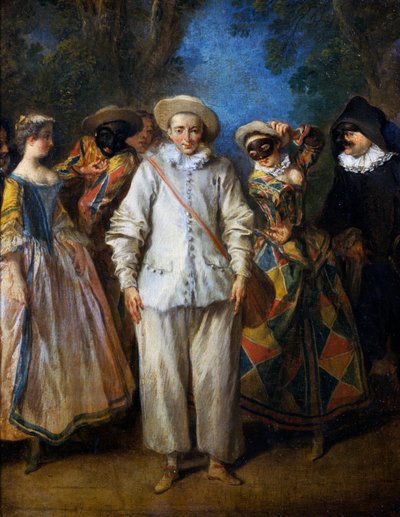 Gli attori della commedia italiana, di Nicolas Lancret (1690-1743), olio su pannello, 25,5x22 cm. Francia da Nicolas Lancret