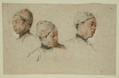 Tre studi della testa di un uomo nero con turbante da Nicolas Lancret