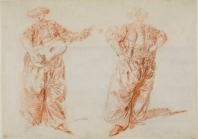 Due studi di un chitarrista in costume turco da Nicolas Lancret
