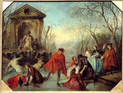 Inverno, pattinaggio su un lago ghiacciato. Dipinto di Nicolas Lancret (1690-1743) 1738 da Nicolas Lancret