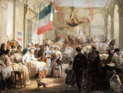 La regina Maria-Amelia (1782-1866) visita i feriti all