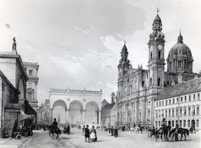 Palazzo Reale, Sala dei Marescialli e Chiesa dei Teatini a Monaco, prima metà del XIX secolo da Nicolas Marie Joseph Chapuy