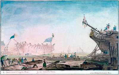 Varo di una nave a Brest, c1750-1810 da Nicolas Marie Ozanne