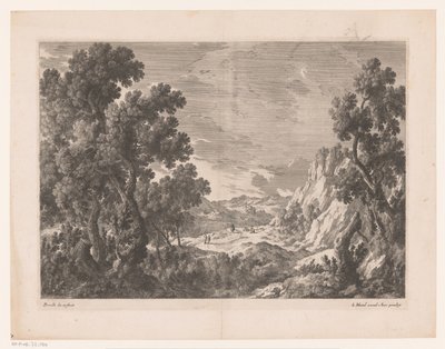 Paesaggio montano con persone su una strada da Nicolas Perelle