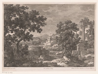 Paesaggio con sorgente antica vicino al fiume da Nicolas Perelle