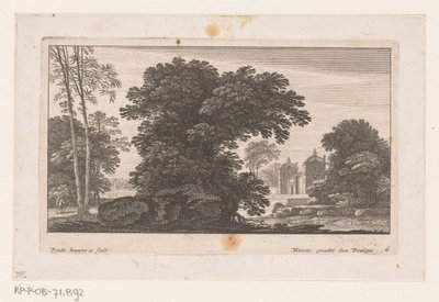 Paesaggio con alberi e villa da Nicolas Perelle