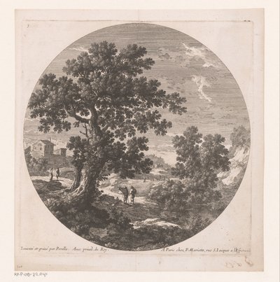 Paesaggio con albero e passeggiatori da Nicolas Perelle