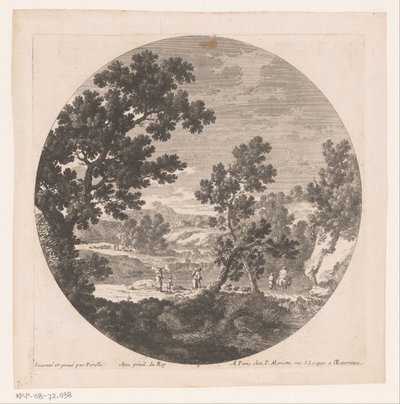 Paesaggio con pastori lungo un fiume da Nicolas Perelle
