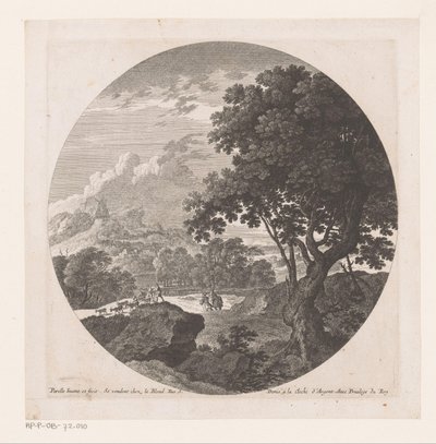 Paesaggio con due uomini con gregge di capre da Nicolas Perelle