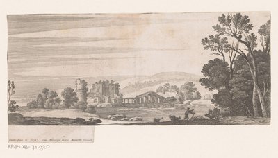 Paesaggio fluviale con ponte a cinque archi da Nicolas Perelle