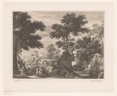 Paesaggio fluviale con fuga in Egitto da Nicolas Perelle