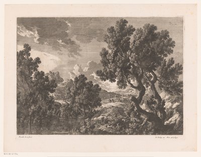 Paesaggio roccioso con alberi vicino all