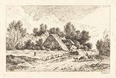 Un Basso Cottage con un Mandriano che Conduce il Suo Gregge da Nicolas Perignon