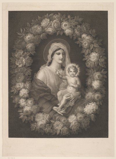 Maria con bambino in una corona di fiori da Nicolas Pinet