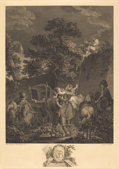 Il rapimento notturno da Nicolas Ponce after Pierre Antoine Baudouin