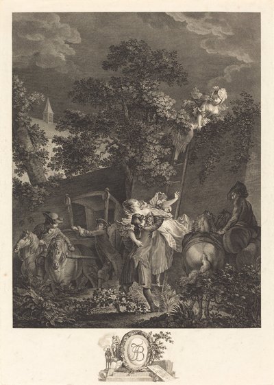 Il rapimento notturno da Nicolas Ponce after Pierre Antoine Baudouin