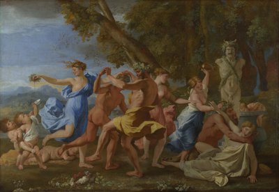 Una festa bacchica davanti a un Erma, 1632 da Nicolas Poussin