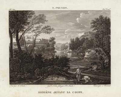 Diogene getta la sua coppa da Nicolas Poussin