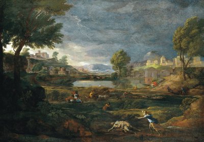 Paesaggio durante un temporale con Piramo e Tisbe da Nicolas Poussin