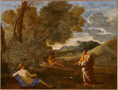 Mida trasforma in oro il ramo di una quercia, un tempo detto Numa Pompilio e la ninfa Egeria da Nicolas Poussin