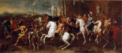 La caccia di Meleagro. Eroi della mitologia greca famosi durante la caccia al cinghiale di Calidone. Dipinto di Nicolas Poussin da Nicolas Poussin
