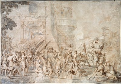 Il trionfo di Davide che riporta la testa di Golia Disegno di Nicolas Poussin da Nicolas Poussin
