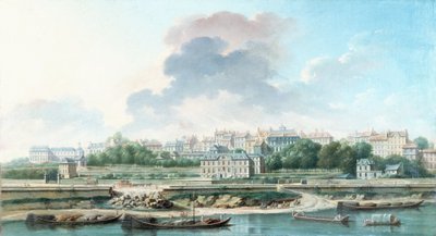 Le Quai e il Villaggio di Passy, vista dalla riva sinistra, nel 1757 da Nicolas Raguenet