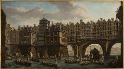 La giostra dei marinai, tra il Pont Notre-Dame e il Pont au Change da Nicolas Raguenet