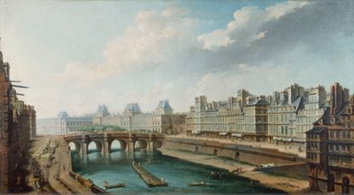 Veduta del Palazzo del Louvre, del Pont Neuf e del Quai des Orfevres visti dal Quai des Grands Augustins, c.1760 (olio su tela) da Nicolas Raguenet