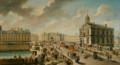 Veduta del Pont Neuf e della pompa Samaritaine vista dal Quai de la Megisserie da Nicolas Raguenet