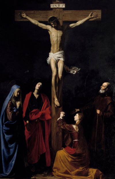 Cristo sulla croce, la Vergine, la Maddalena, San Giovanni e San Vincenzo de