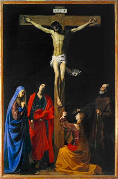 Cristo in Croce, la Vergine Maria, la Maddalena, San Giovanni e San Francesco di Paola - Cristo in Croce, la Vergine Maria, i santi Maria Maddalena ... da Nicolas Tournier