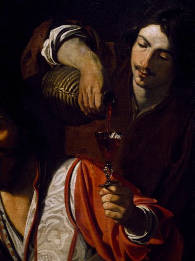 Servitore che versa vino, dettaglio di 