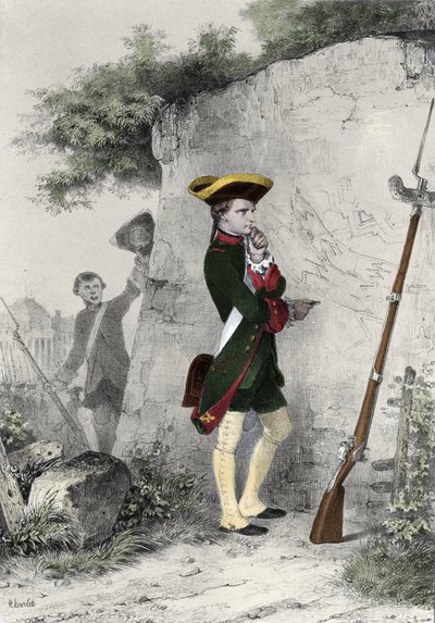 Napoleone I Bonaparte (1769 - 1821) alla scuola militare di Brienne nel 1783. Incisione di Charlet del XIX secolo da Nicolas Toussaint Charlet