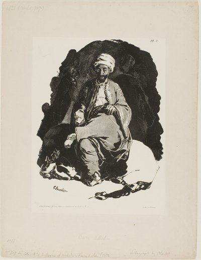 Turco seduto, tavola uno da Schizzi a inchiostro di Charlet da Nicolas Toussaint Charlet