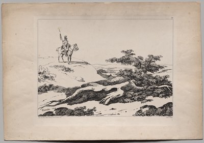 Soldato a cavallo in un paesaggio da Nicolas Toussaint Charlet