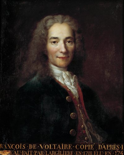Ritratto di Francois Marie Arouet detto Voltaire (1694 - 1778), scrittore e filosofo francese. Copia di Nicolas De Largilliere (1656 - 1746) da Nicolas de Largillière