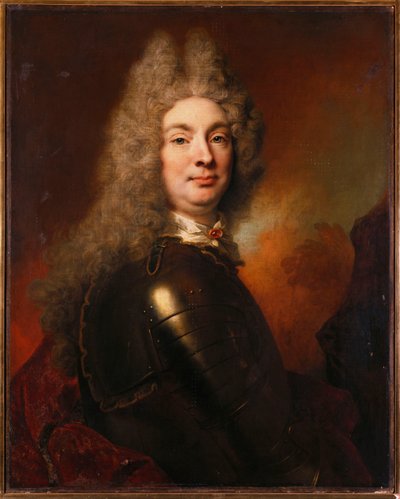 Ritratto di un nobile in armatura, con un mantello rosso da Nicolas de Largillière