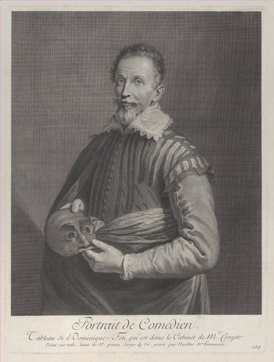 Ritratto di un comico: ritratto di Francesco Andreini con una maschera, 1729-40 da Nicolas de Larmessin