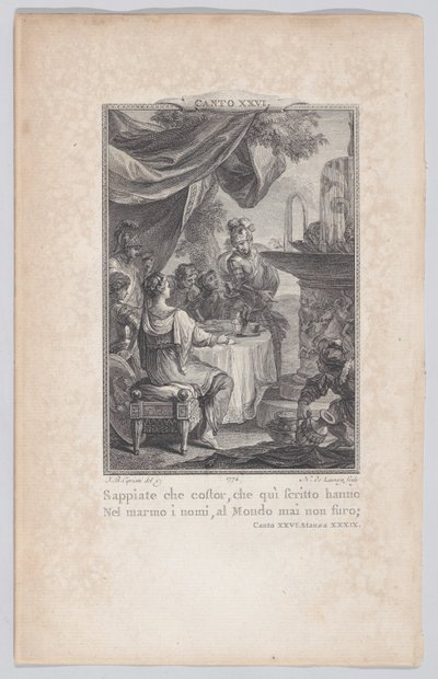 Canto 26, Stanza 39, da Orlando Furioso, 1774 da Nicolas de Launay