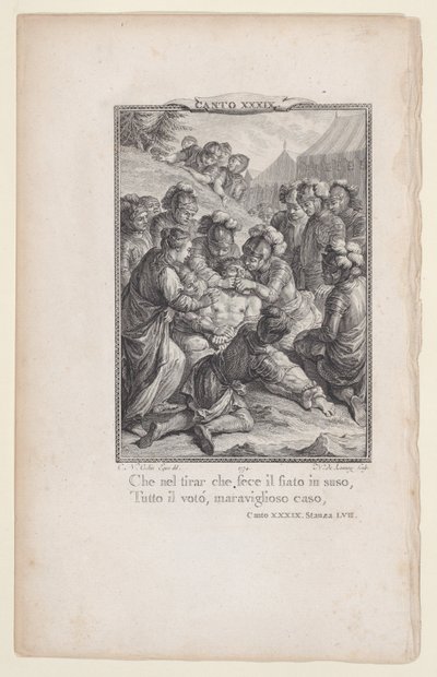 Canto 39, Stanza 57, da Orlando Furioso, 1774 da Nicolas de Launay