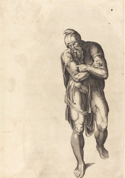 Uomo che cammina da Nicolaus Beatrizet after Michelangelo