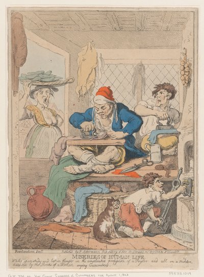 Miserie della vita umana: mentre profondamente immerso nello studio e perso nei pensieri nella complicata... da Nicolaus Heideloff